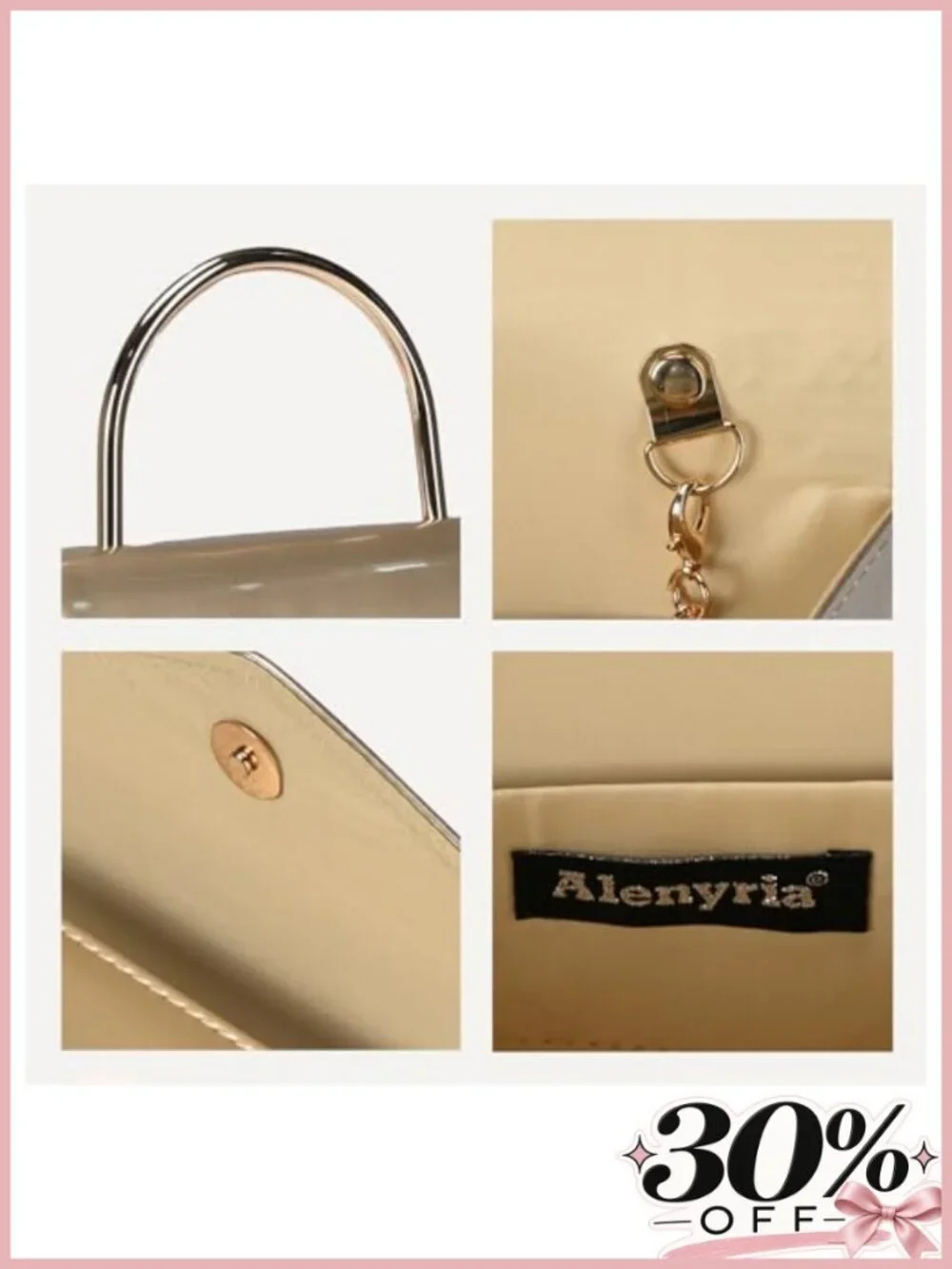 Vegan Leather Evening Clutch Purse with Chain Strap Top Handle